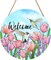 “Welcome Spring” Hummingbirds Wood Sign 12x12” – Front Door & Porch Decor
